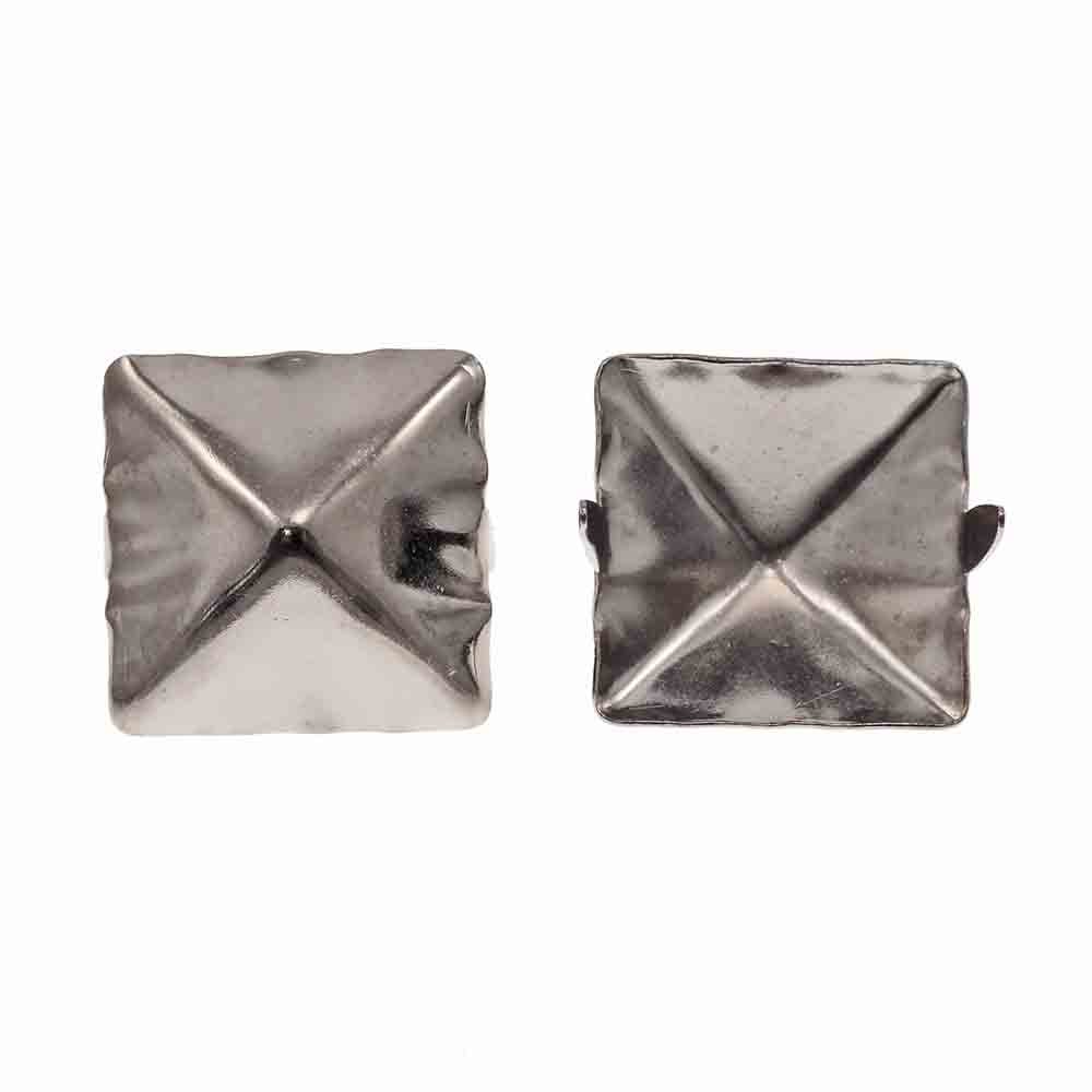 25mm Metal Square Pyramids Studs - Silver - 10pk